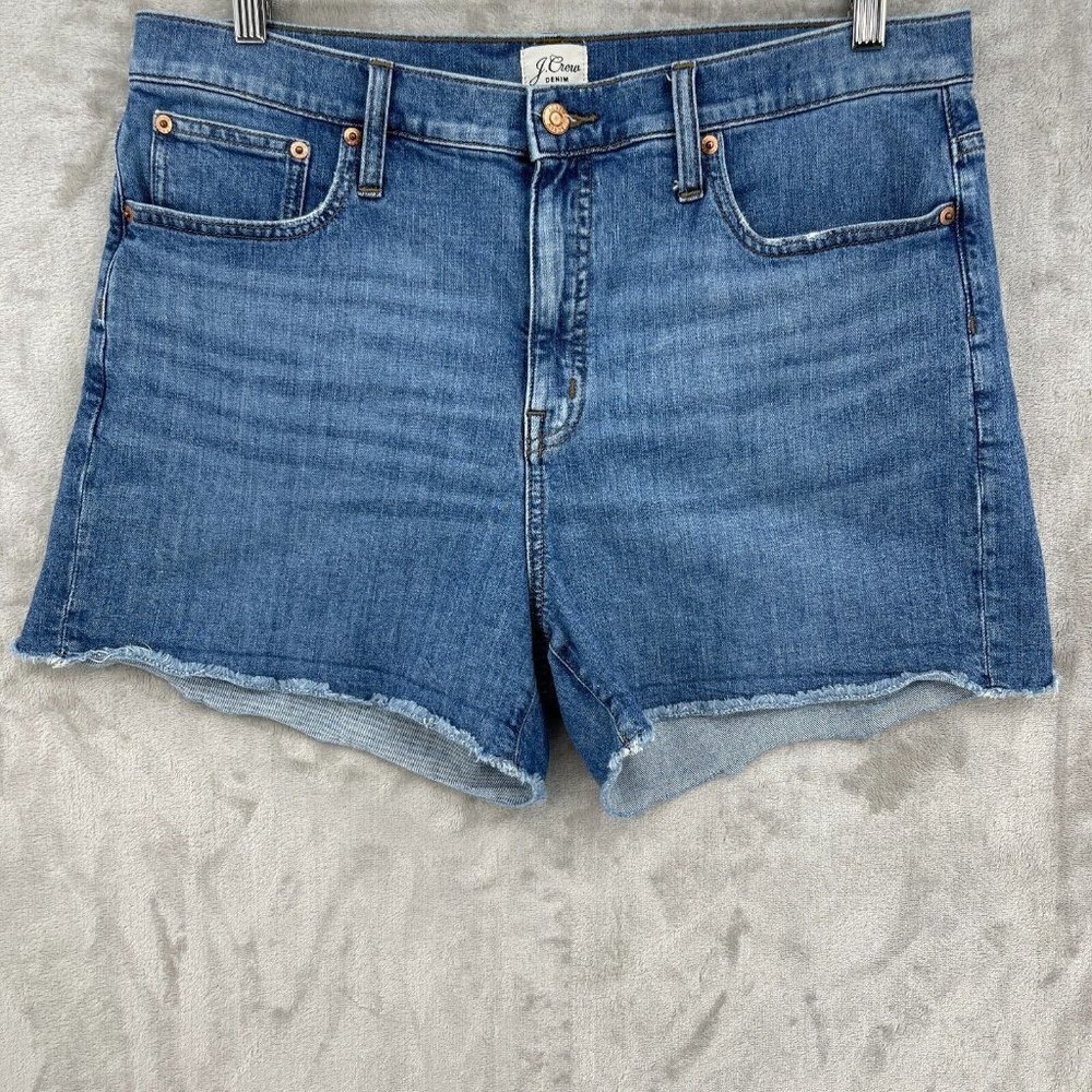 J. Crew High Rise Jean Short Cut Off Denim Shorts Faded Indigo